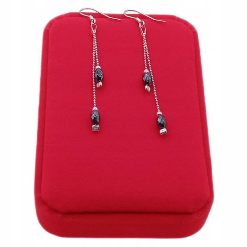 Srebrny komplet Grafitowy Szept – łańcuszek, kolczyki i bransoletka z hematytami, APHORA 925