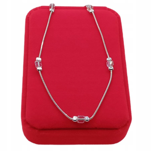 Srebrny komplet Crystal Ice – łańcuszek, bransoletka i kolczyki ze szklanymi kostkami, 925 APHORA