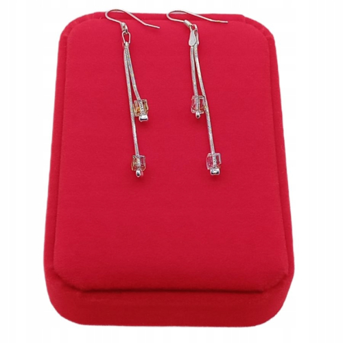 Kolczyki srebrne 925 podwójne ze szklanymi kostkami – APHORA