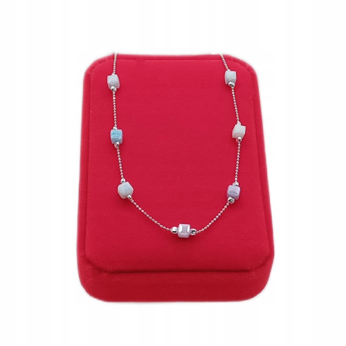 Srebrny komplet Aurora – łańcuszek + bransoletka z pastelowymi kostkami, 925 APHORA