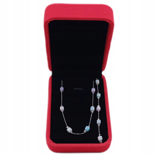 Srebrny komplet Aurora – łańcuszek + bransoletka z pastelowymi kostkami, 925 APHORA