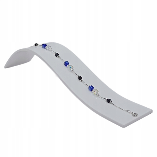 SREBRNY KOMPLET 925 splot Kostka fiolet czarne multi kryształki APHORA