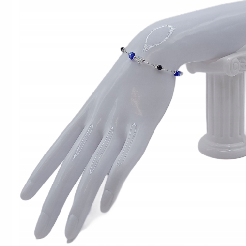 SREBRNY KOMPLET 925 splot Kostka fiolet czarne multi kryształki APHORA