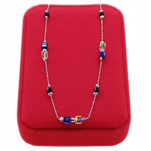 SREBRNY KOMPLET 925 splot Kostka fiolet czarne multi kryształki APHORA