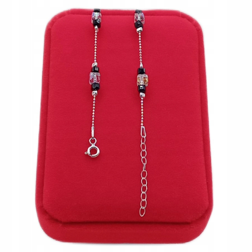 Srebrny KOMPLET 925 splot Kostka czarne multi kryształki APHORA