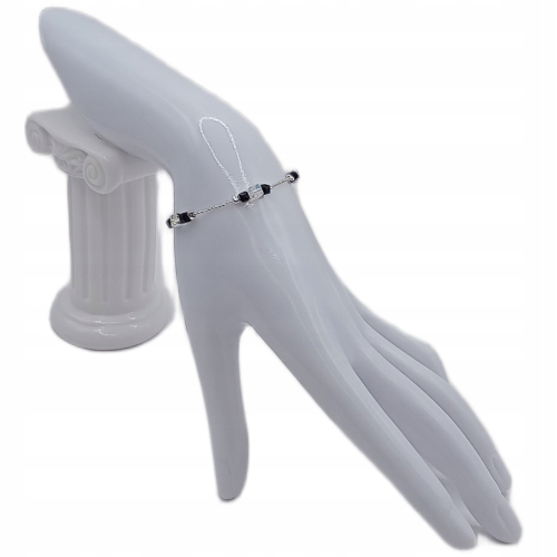 Srebrny KOMPLET 925 splot Kostka czarne multi kryształki APHORA