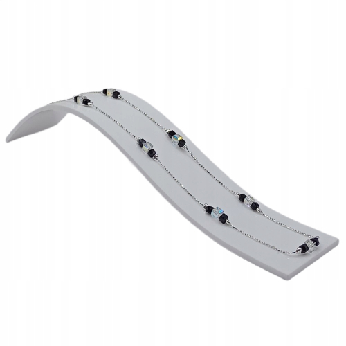 Srebrny KOMPLET 925 splot Kostka czarne multi kryształki APHORA