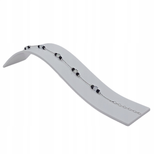 Srebrny KOMPLET 925 splot Kostka czarne multi kryształki APHORA