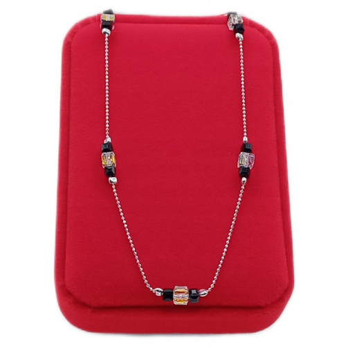 Srebrny KOMPLET 925 splot Kostka czarne multi kryształki APHORA