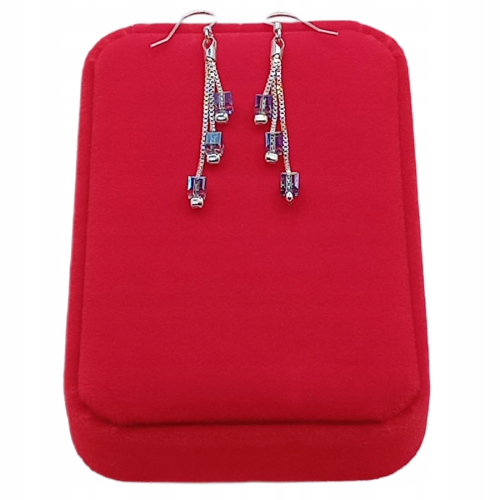 Kolczyki srebrne 925 potrójne z niebieskimi kryształkami – APHORA