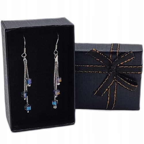 Kolczyki srebrne 925 potrójne z niebieskimi kryształkami – APHORA