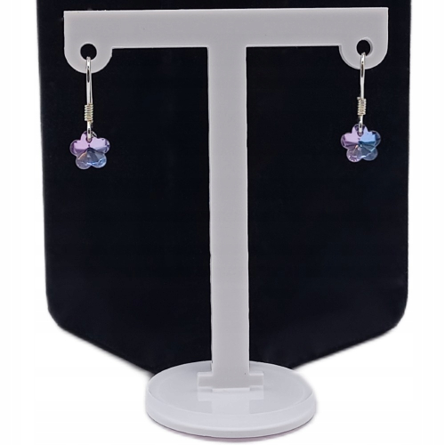 Kolczyki srebrne 925 ze szklanym kwiatuszkiem fiolet / róż – APHORA
