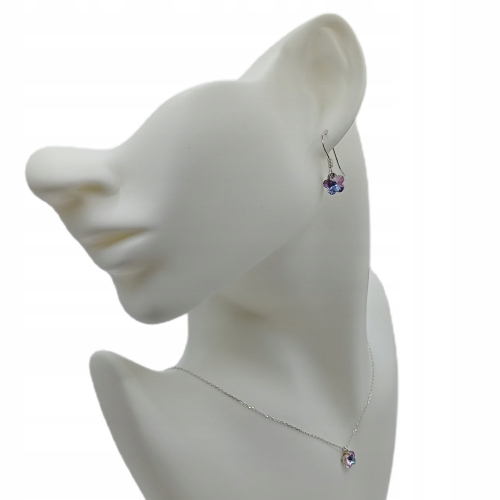 Kolczyki srebrne 925 ze szklanym kwiatuszkiem fiolet / róż – APHORA