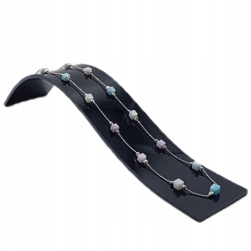 Łańcuszek srebrny 925 APHORA – z pastelowymi kamieniami / 40 cm + 5 cm