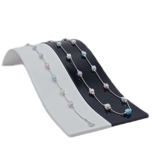 Łańcuszek srebrny 925 APHORA – z pastelowymi kamieniami / 45 cm + 5 cm