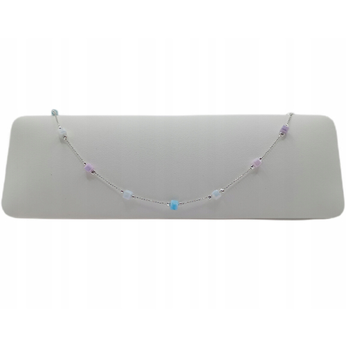 Łańcuszek srebrny 925 APHORA – z pastelowymi kamieniami / 45 cm + 5 cm