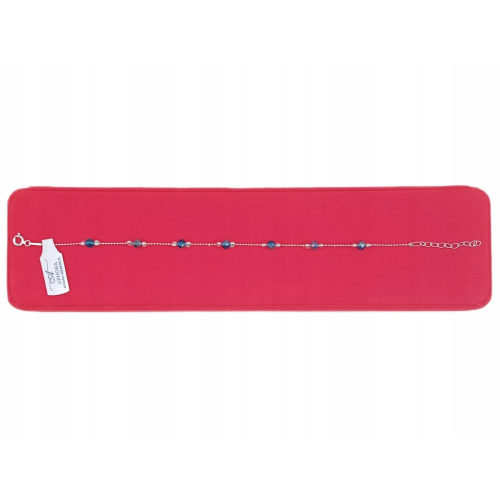 Srebrna Bransoletka 925 NA RĘKĘ z niebieskimi kulkami APHORA