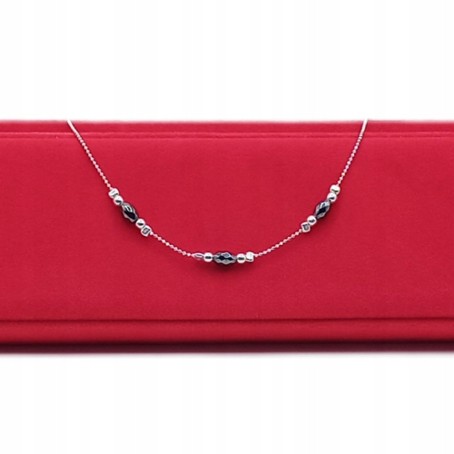 Srebrna Bransoletka 925 NA RĘKĘ HEMATYT 18cm +3cm regulacja APHORA