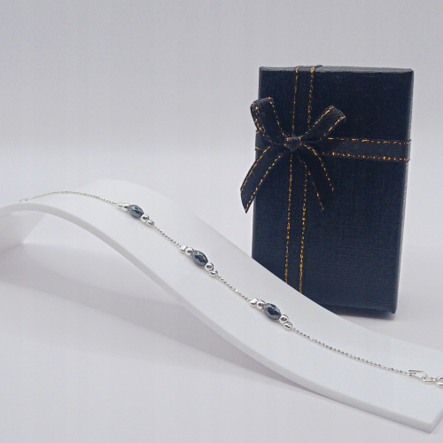 Srebrna Bransoletka 925 NA RĘKĘ HEMATYT 18cm +3cm regulacja APHORA