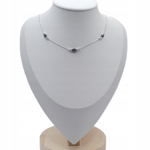 Łańcuszek srebrny 925 APHORA – z hematytami / 40 cm + 5 cm