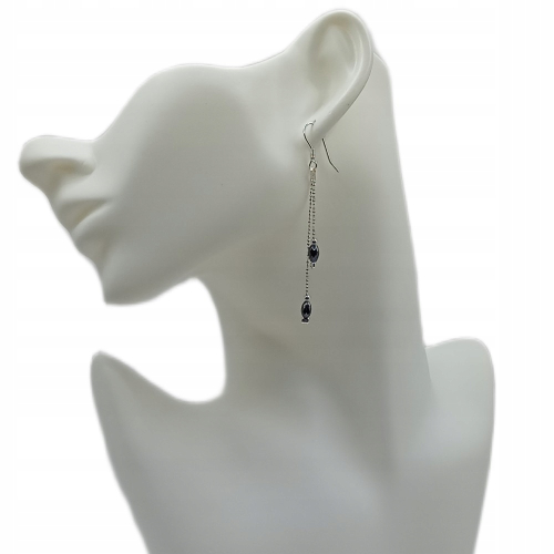 Kolczyki srebrne 925 podwójne hematyt – APHORA