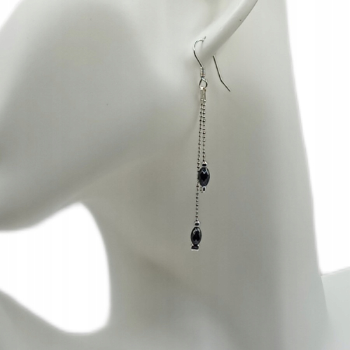 Kolczyki srebrne 925 podwójne hematyt – APHORA