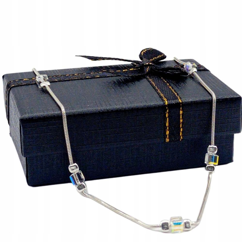 Łańcuszek srebrny 925 APHORA – splot żmijka z kostkami multi / 40 cm + 5 cm