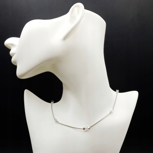 Łańcuszek srebrny 925 APHORA – splot żmijka z kostkami multi / 40 cm + 5 cm