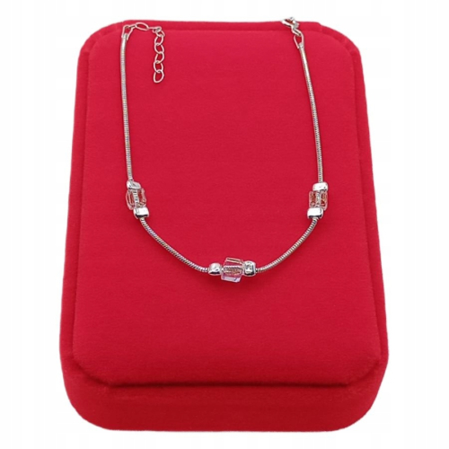 Srebrna bransoletka 925 NA RĘKĘ splot ŻMIJKA z kostkami multi APHORA