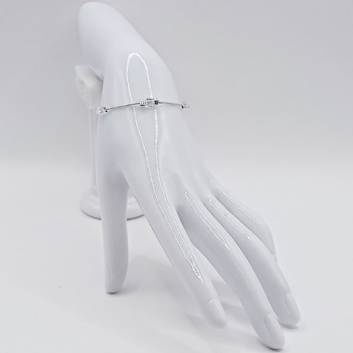 Srebrna bransoletka 925 NA RĘKĘ splot ŻMIJKA z kostkami multi APHORA