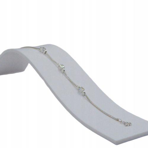 Srebrna bransoletka 925 NA RĘKĘ splot ŻMIJKA z kostkami multi APHORA