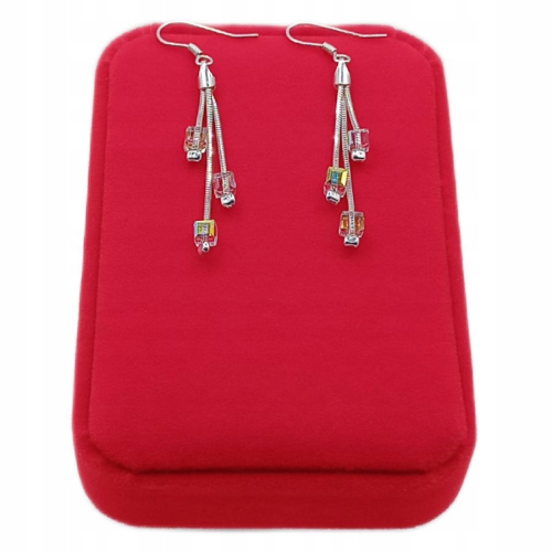 Kolczyki srebrne 925 potrójne żmijka z kostkami multi – APHORA