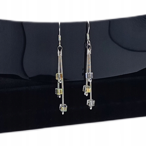 Kolczyki srebrne 925 potrójne żmijka z kostkami multi – APHORA