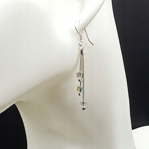 Kolczyki srebrne 925 potrójne żmijka z kostkami multi – APHORA