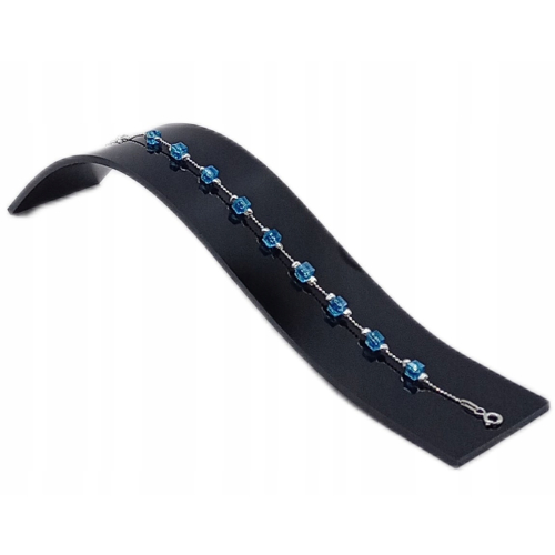 Srebrna Bransoletka 925 NA RĘKĘ z LAZUROWYMI KRYSZTAŁKAMI APHORA