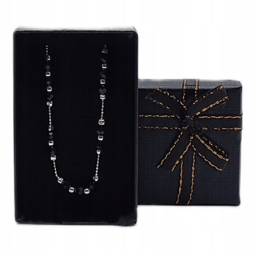 Srebrna bransoletka 925 NA RĘKĘ z CZARNYMI FASETOWANYMI KULECZKAMI APHORA