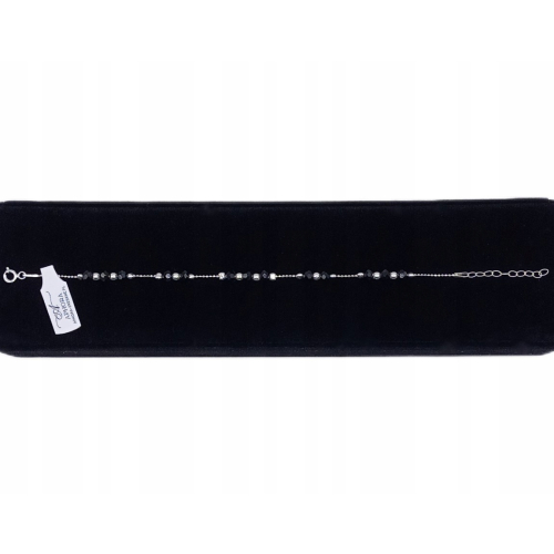 Srebrna bransoletka 925 NA RĘKĘ z CZARNYMI FASETOWANYMI KULECZKAMI APHORA