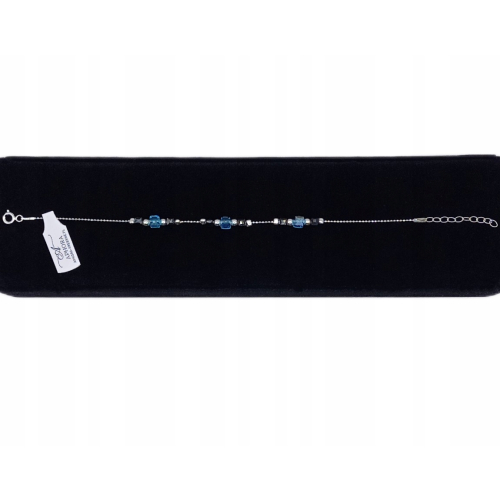 Srebrna Bransoletka 925 NA RĘKĘ, LAZUROWE CZARNE KRYSZTAŁKI APHORA
