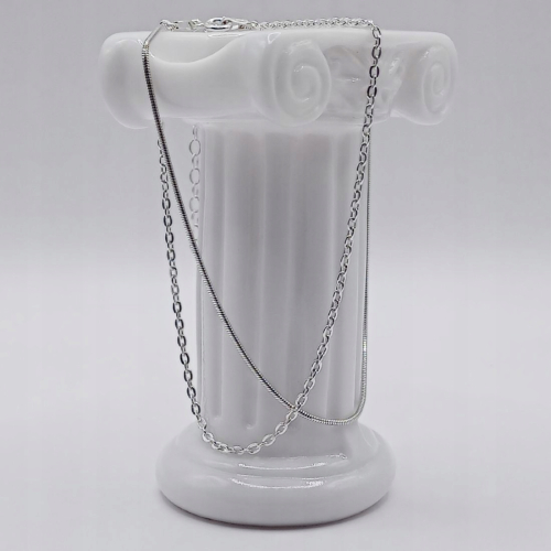 Bransoletka srebrna na nogę 925 APHORA – podwójna Ankier + Żmijka regulowana