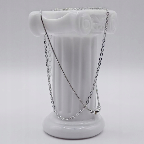 Bransoletka srebrna na nogę 925 APHORA – podwójna Ankier + Żmijka z kulkami