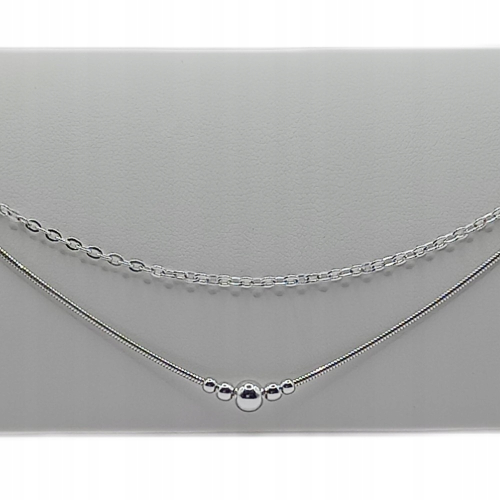 Bransoletka srebrna na nogę 925 APHORA – podwójna Ankier + Żmijka z kulkami