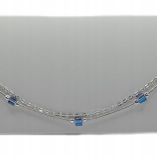 Bransoletka srebrna na nogę 925 APHORA – podwójna Ankier + Żmijka z kryształkami