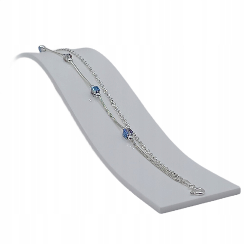 Bransoletka srebrna na nogę 925 APHORA – podwójna Ankier + Żmijka z kryształkami