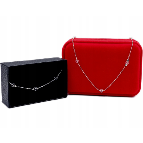 Srebrny KOMPLET 925 ANKIER łańcuszek bransoletka transparentne kulki APHORA