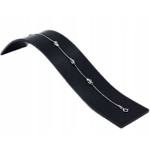 Srebrny KOMPLET 925 ANKIER łańcuszek bransoletka transparentne kulki APHORA