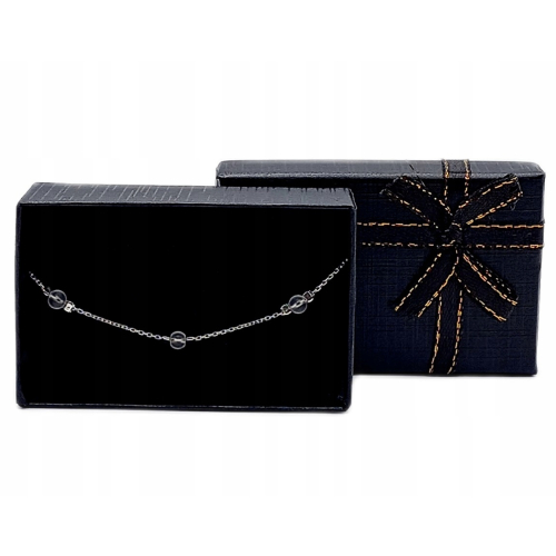 Srebrny KOMPLET 925 ANKIER łańcuszek bransoletka transparentne kulki APHORA