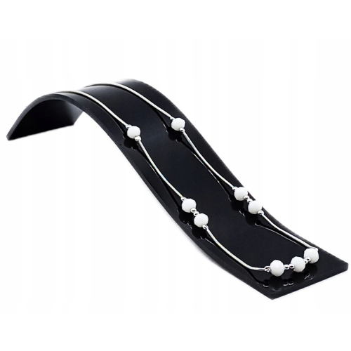 Łańcuszek srebrny 925 naszyjnik Ekskluzywny Ślub APHORA – 40 cm + regulacja / 6 mm Białe Kulki