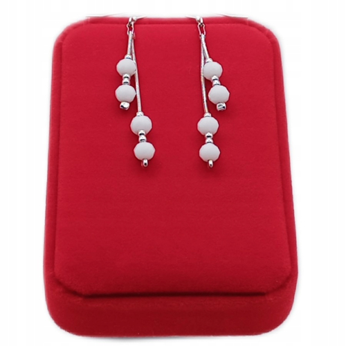 Srebrne kolczyki 925 Ślub Białe fasetowane Kulki 6mm splot żmijka APHORA