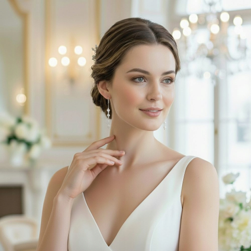 Srebrne kolczyki 925 Ślub Białe fasetowane Kulki 6mm splot żmijka APHORA