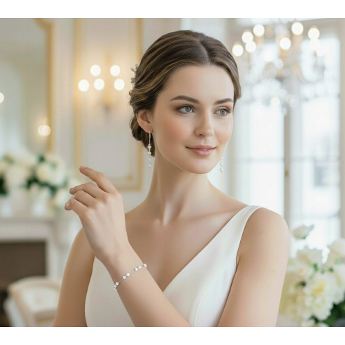 Srebrne kolczyki 925 Ślub Białe fasetowane Kulki 6mm splot żmijka APHORA